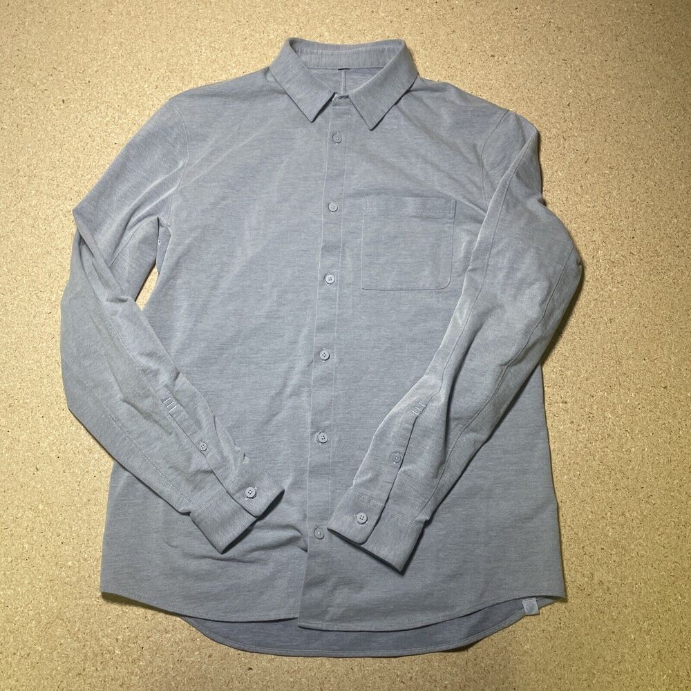 Lululemon Commission Dress Shirt Size M/L Button Up Harbor Blue Long Sleeve